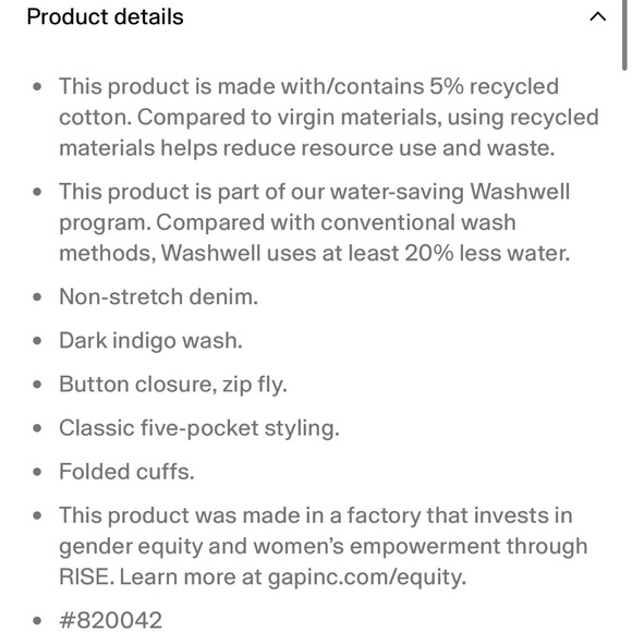 GAP High Rise Cuffed Wide-Leg Jeans in Dark Wash Indigo - Size 25/0R - Picture 6 of 11